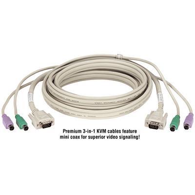 Black Box EHN408 0010 Keyboard video mouse KVM cable 6 pin PS 2 HD 15 M to 6 pin PS 2 HD 15 M 10 ft white for ServSwitch Duo