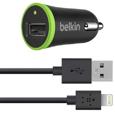 Belkin F8J078BT04 BLK Car Charger Power adapter car 10 Watt 2.1 A USB power only black for Apple iPad iPhone iPod Lightning