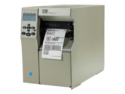 Zebra Tech 103 801 00100 S Series 105SLPLUS Label printer DT TT Roll 4.5 in 300 dpi up to 600 inch min parallel USB 2.0 LAN serial