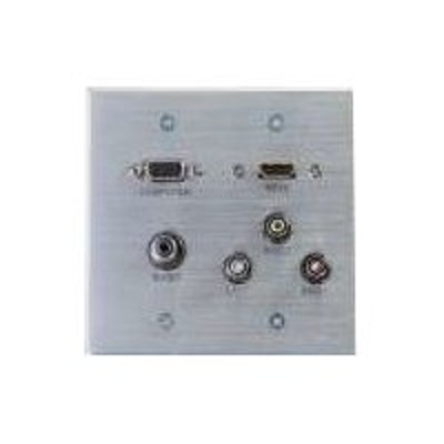 Cables To Go 39704 HDMI VGA 3.5mm Composite Video and Stereo Audio Pass-through Wall Plate - Mounting plate - HD-15 RCA X 3 mini-phone stereo 3.5 mm HDMI Cables To Go 39704 HDMI VGA 3.5mm Composite Video and Stereo Audio Pass-through Wall Plate - Mounting plate - HD-15 RCA X 3 mini-phone stereo 3.5 mm HDMI