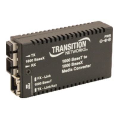 Transition M GE T SX 01 NA Stand Alone Mini Gigabit Ethernet Media Converter Fiber media converter Gigabit Ethernet 1000Base SX 1000Base T RJ 45 SC m