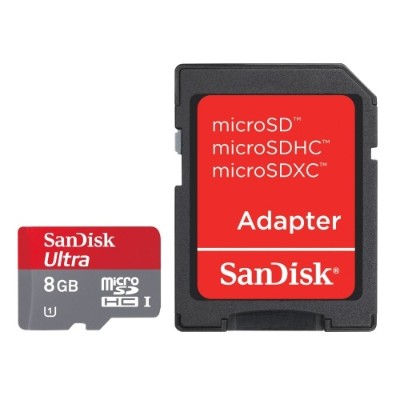 Sandisk SDSDQUA 008G A46A 8GB Mobile Ultra microSDHC Memory Card with Adapter