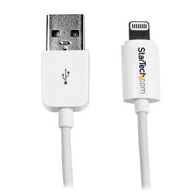 StarTech.com USBLT1MW 1m 3ft White Apple 8 pin Lightning Connector to USB Cable for iPhone iPod iPad Charge and Sync Cable