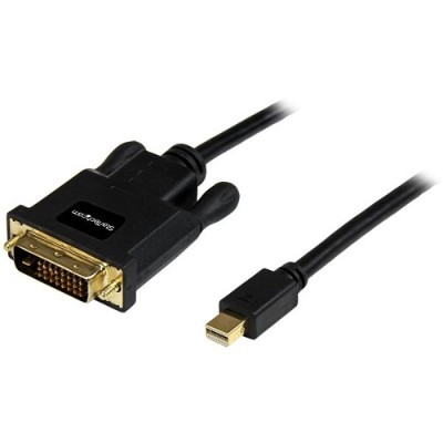 StarTech.com MDP2DVIMM3B 3ft Mini DisplayPort to DVI Adapter Cable Mini DP to DVI Video Converter for Mac PC 1920x1200 Black