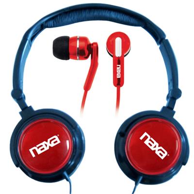 Naxa Electronics NE926RD DJZ Ultra Super Bass Stereo Headphones + Earphones (2-in-1 Combo) - Red Naxa Electronics NE926RD DJZ Ultra Super Bass Stereo Headphones + Earphones (2-in-1 Combo) - Red
