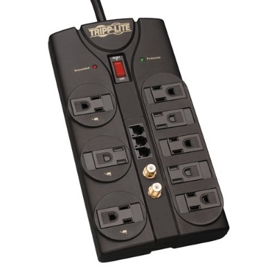 TrippLite TLP808TELTV Surge Protector Power Strip 120V 8 Outlet RJ11 Coax 8 Cord 2160 Joule Surge protector AC 120 V output connectors 8 gray