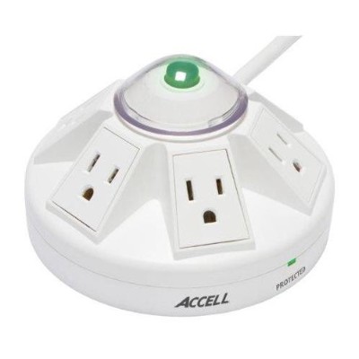 Accell D080B 012K Powramid Power Center and Surge Protector Surge protector AC 125 V 1800 Watt output connectors 6 white