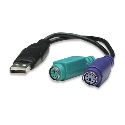 Manhattan 179027 USB to PS 2 Converter Connects Two PS 2 Devices via One USB Port