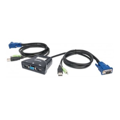 Manhattan 151245 2 Port Mini KVM Switch 2 Port USB Audio Support