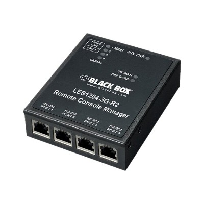 Black Box LES1204A-3G-R2 Remote Console Manager with 3G Cellular - Console server - 4 ports - 10Mb LAN 100Mb LAN RS-232 Black Box LES1204A-3G-R2 Remote Console Manager with 3G Cellular - Console server - 4 ports - 10Mb LAN 100Mb LAN RS-232