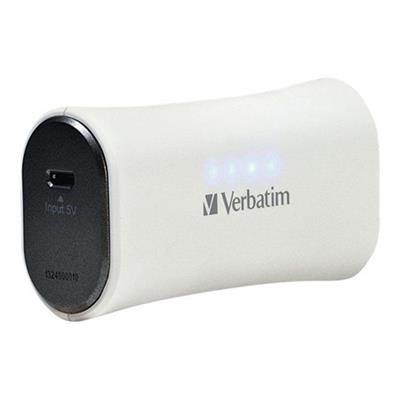 Verbatim 98360 Portable Power Pack - External battery pack Li-Ion 2200 mAh - on cable: Micro-USB - white Verbatim 98360 Portable Power Pack - External battery pack Li-Ion 2200 mAh - on cable: Micro-USB - white