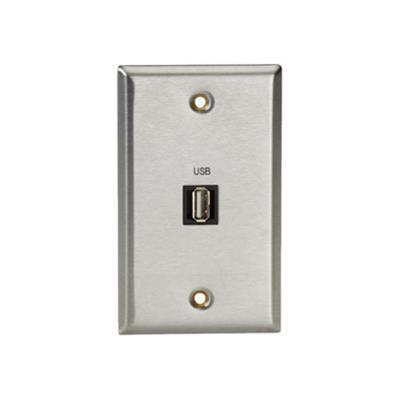 Black Box WP830 A V Stainless Wallplate Feed Through Coupler Wall plate USB Type A 1 gang