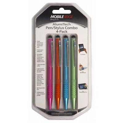 Mobile Edge MEASPA4 AlumiTech Pen/Stylus Combo - 4Pack Mobile Edge MEASPA4 AlumiTech Pen/Stylus Combo - 4Pack