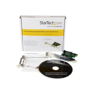 StarTech.com PEXUSB3S24 2 Port PCI Express PCIe SuperSpeed USB 3.0 Card Adapter with UASP SATA Power Dual Port USB 3 PCIe Controller