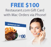 FREE $100 Restaurant.com Gift Card with Mac Orders via Phone
